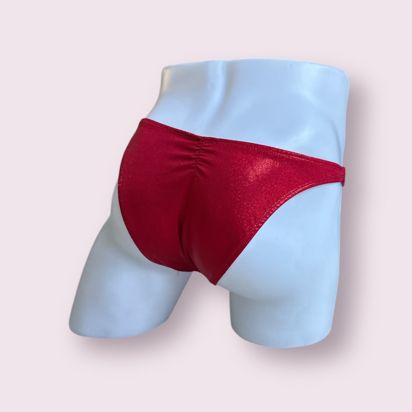 QS - Men's Bodybuilding Posing Trunks RED HOLOGRAM SIZE SMALL
