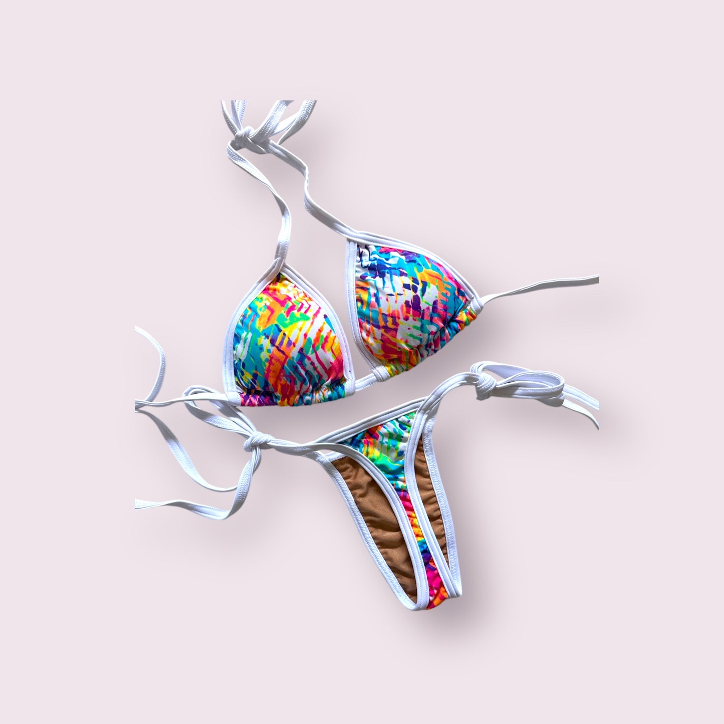 Rainbow thong bikini