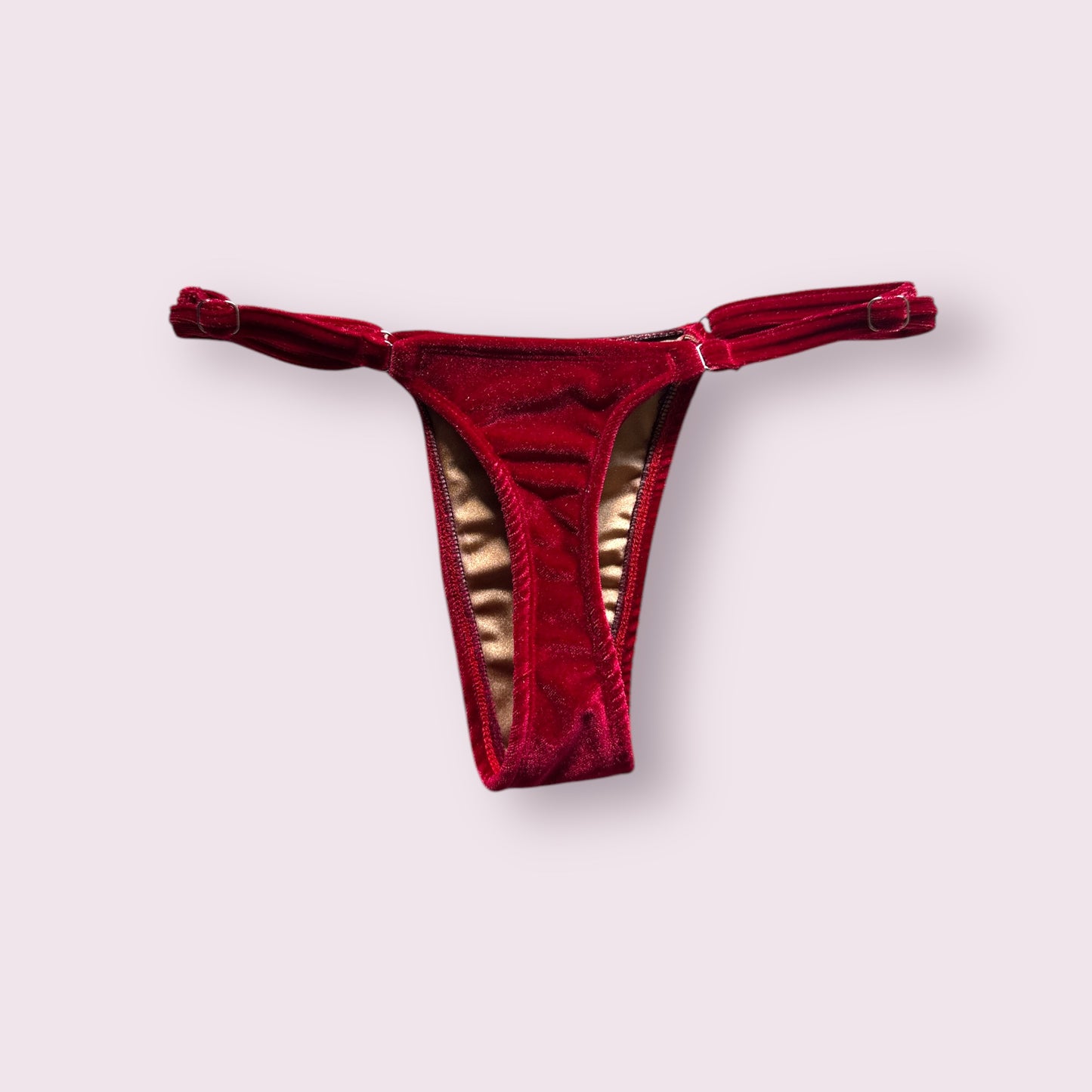 QS - Red Velvet Thong back posing suit