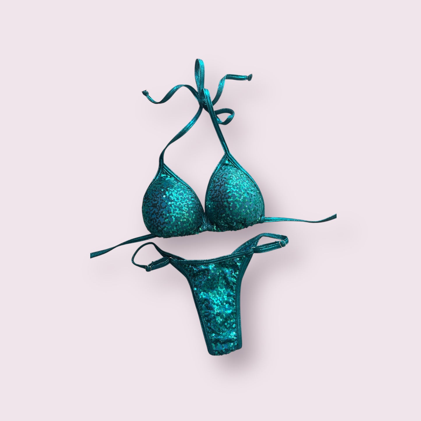 QS - teal sequin posing suit