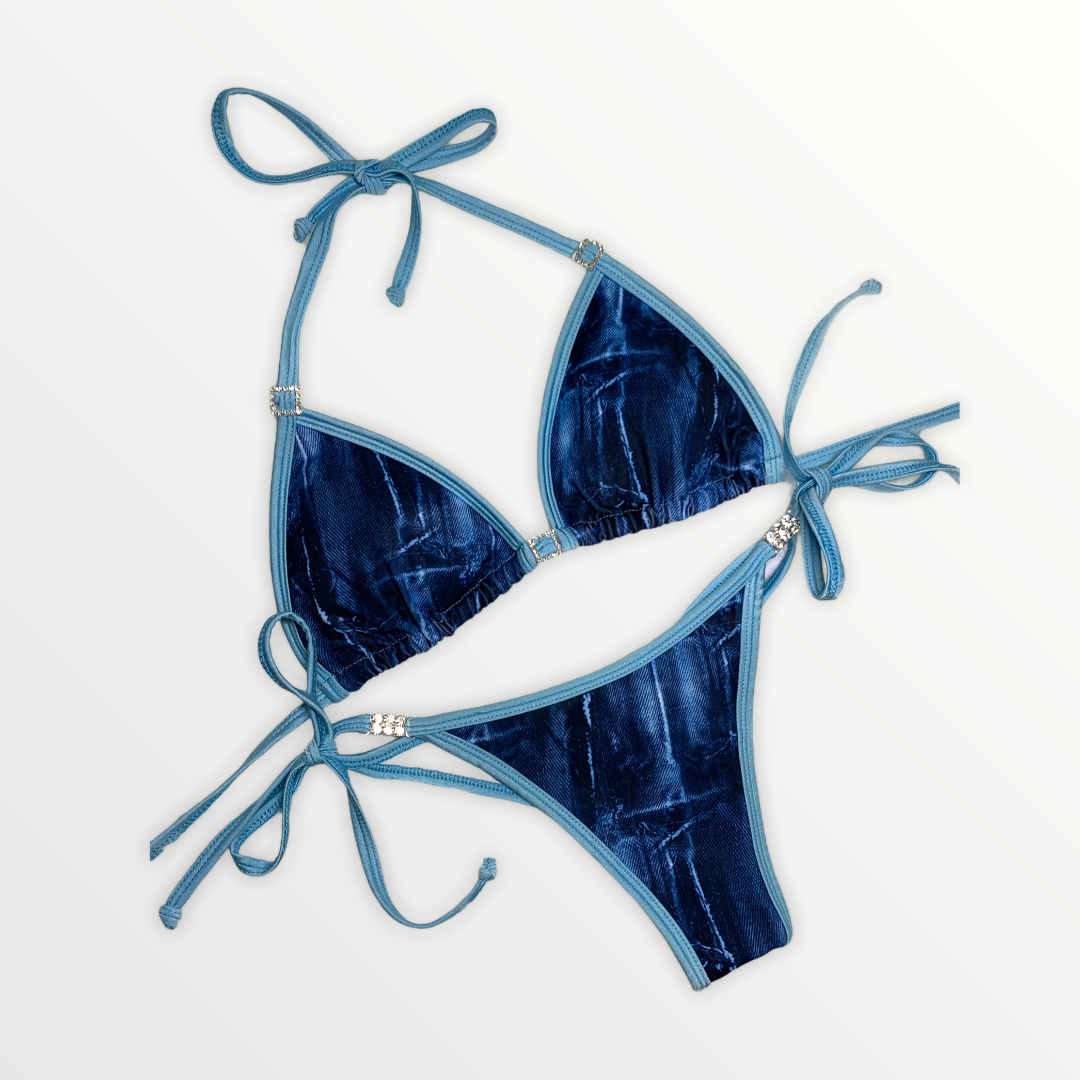 Denim posing bikini
