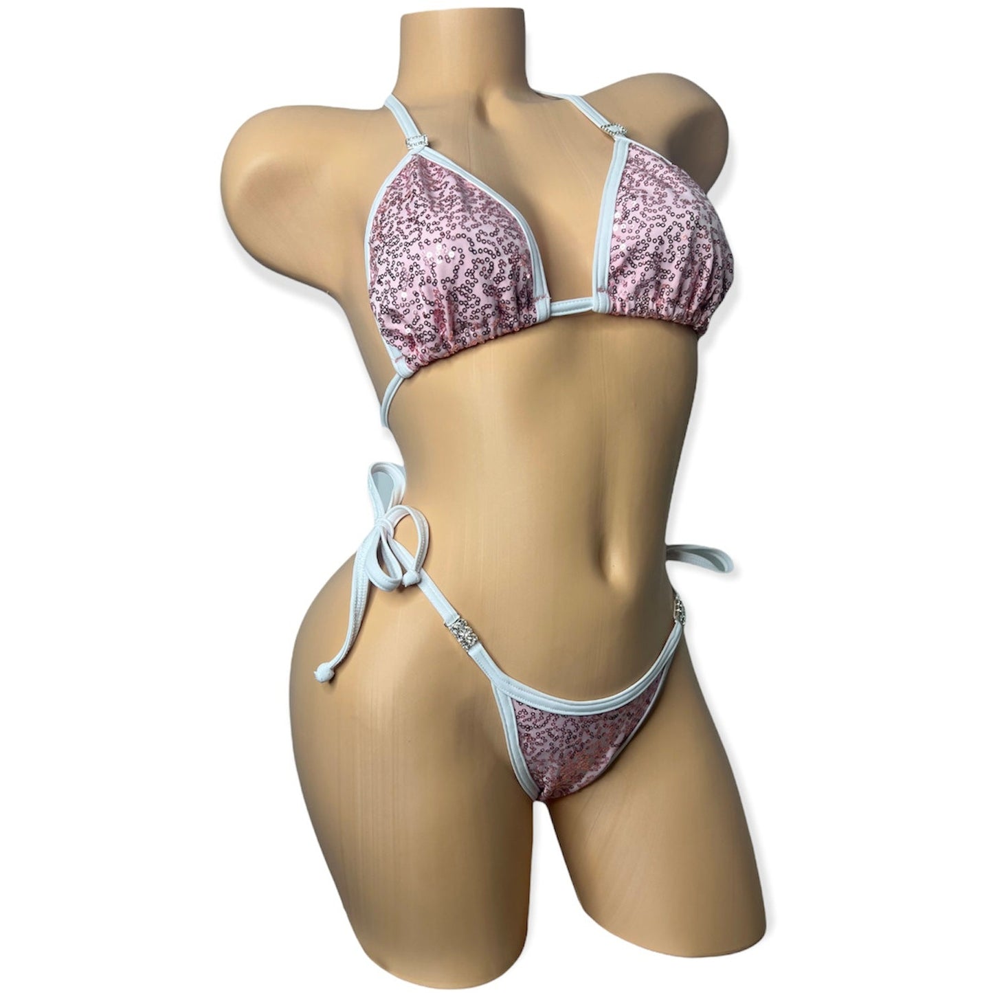 Sequin spandex posing suit tie sides