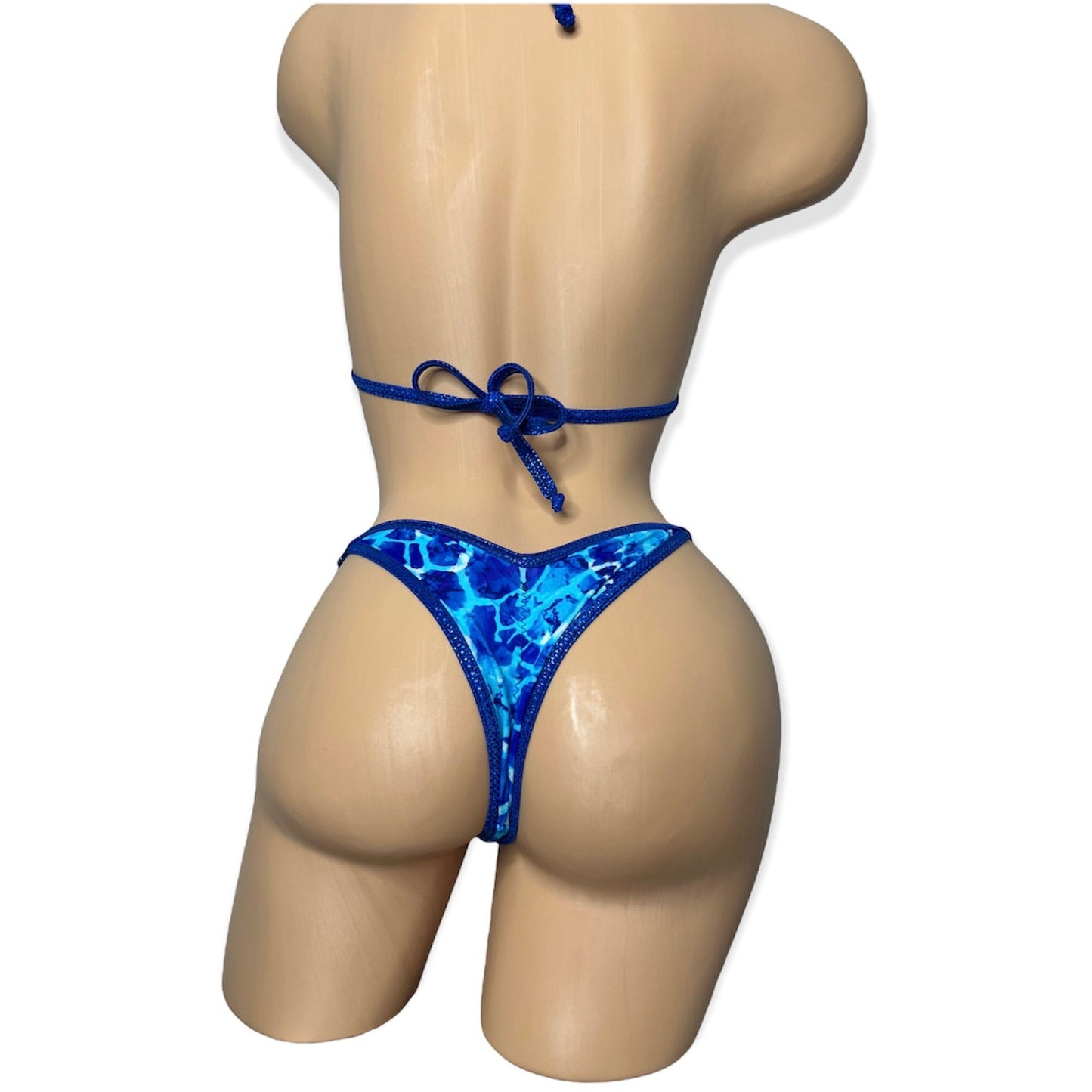 BLUE animal print posing suit - adjustable sides
