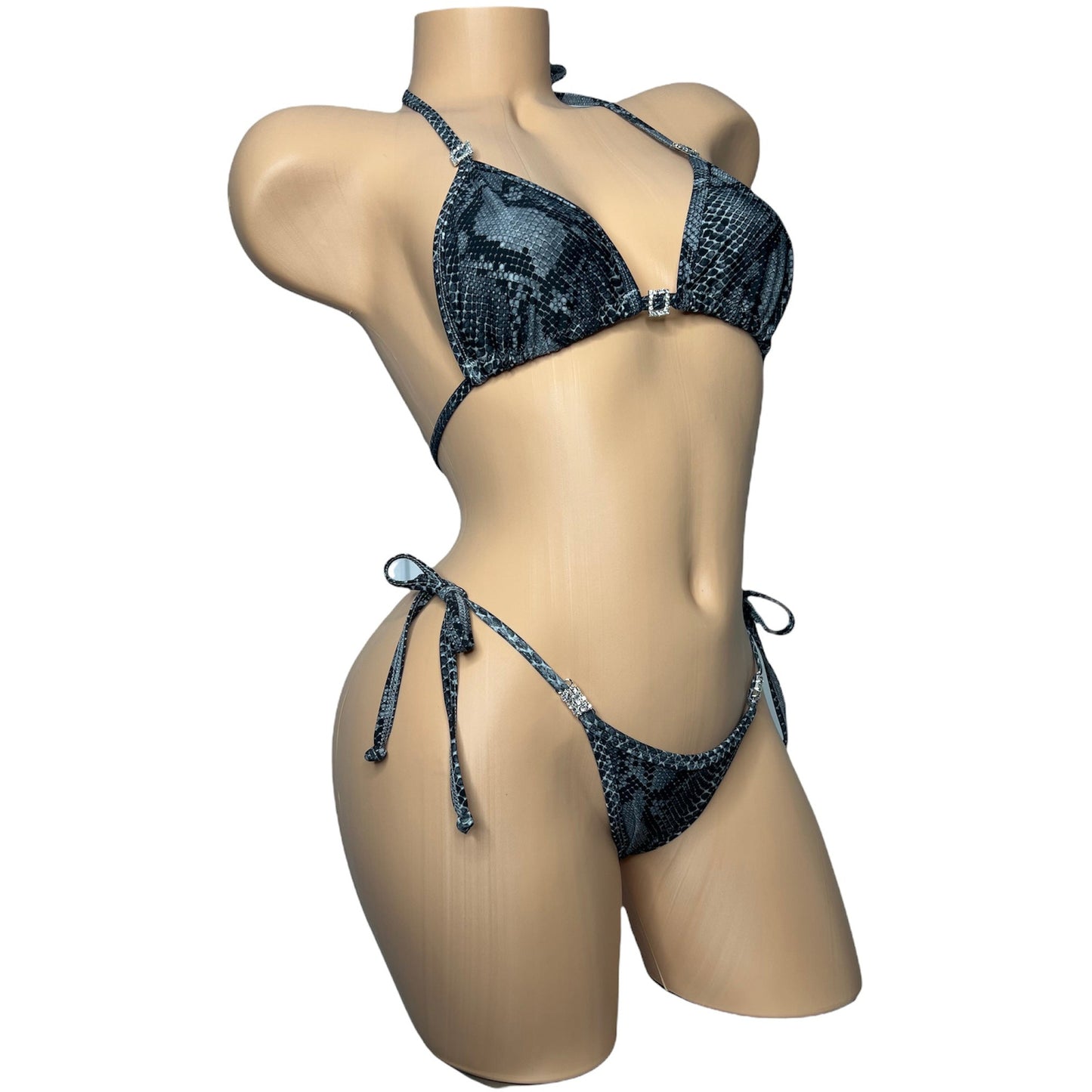 Charcoal snakeskin posing suit