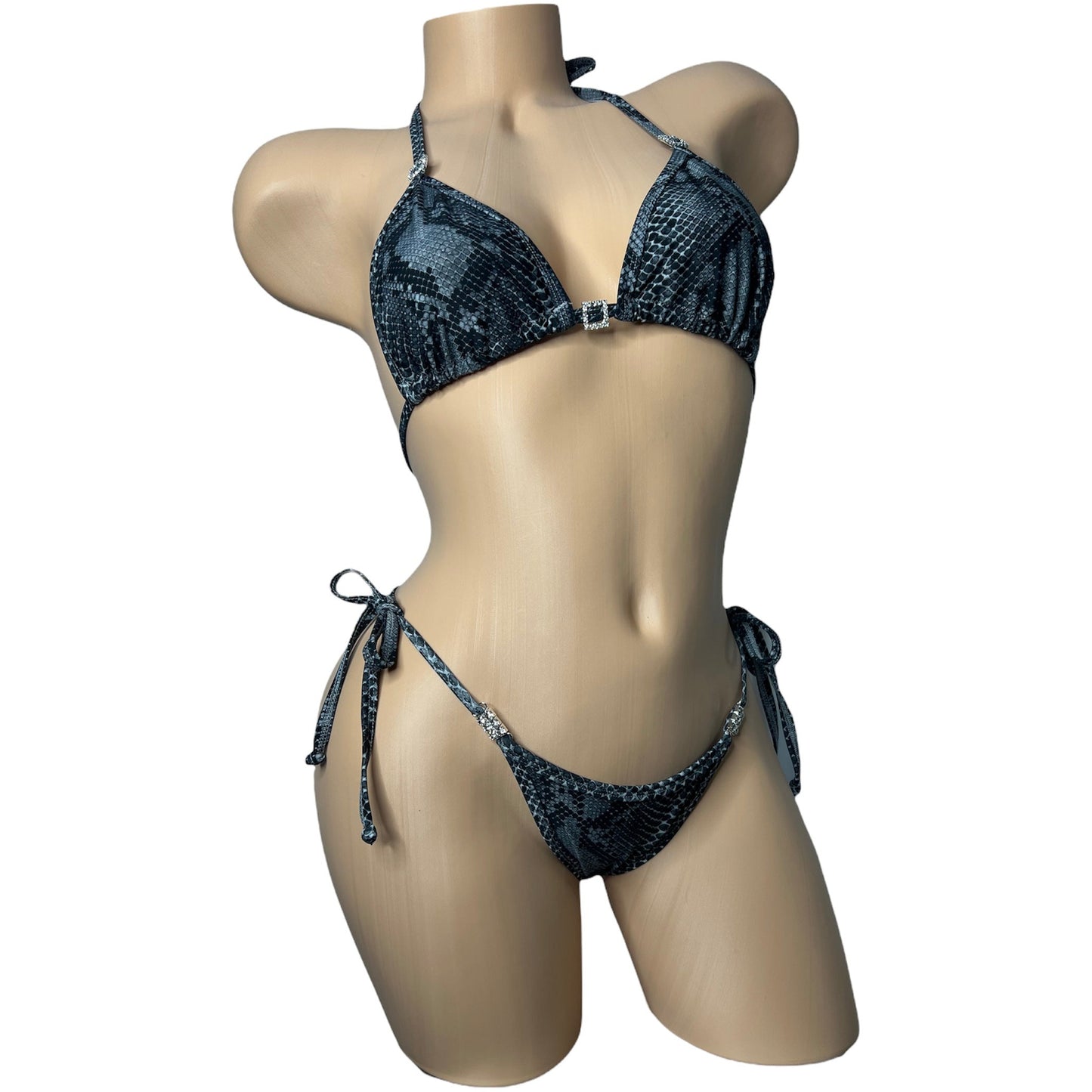 Charcoal snakeskin posing suit