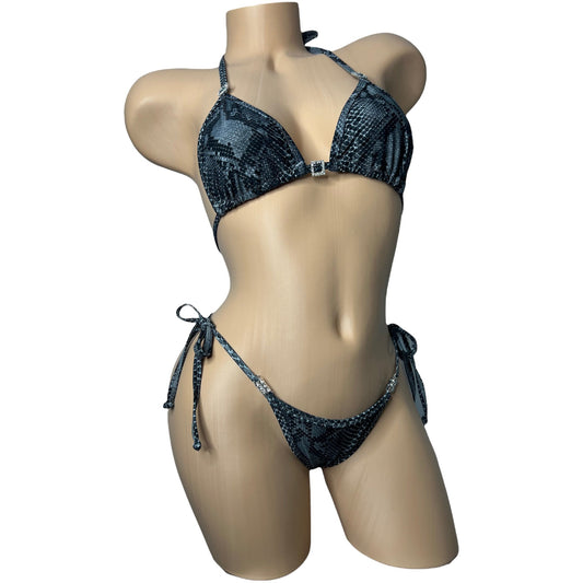 Charcoal snakeskin posing suit