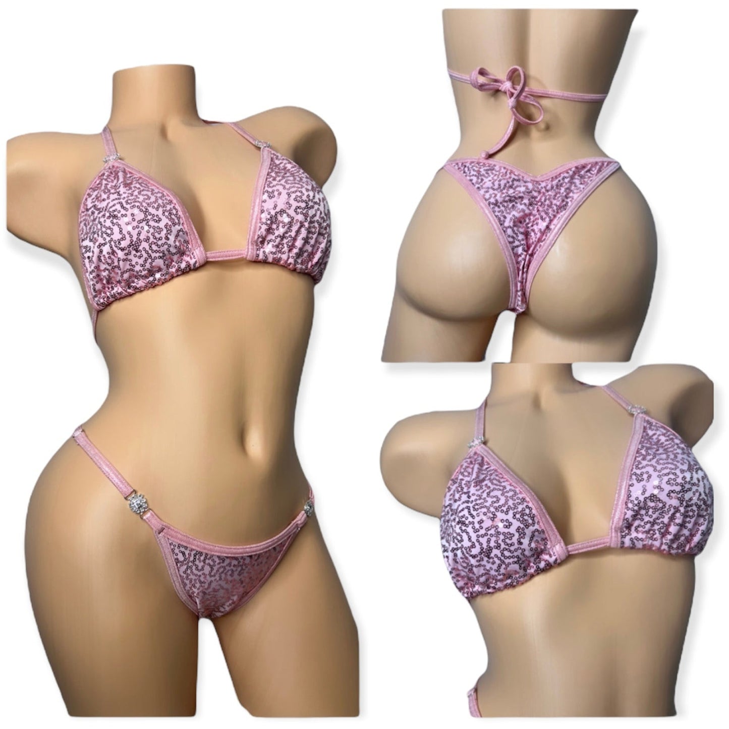 Sequin spandex posing suit with adjustable sides