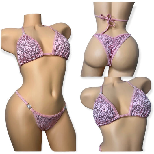 Sequin spandex posing suit with adjustable sides