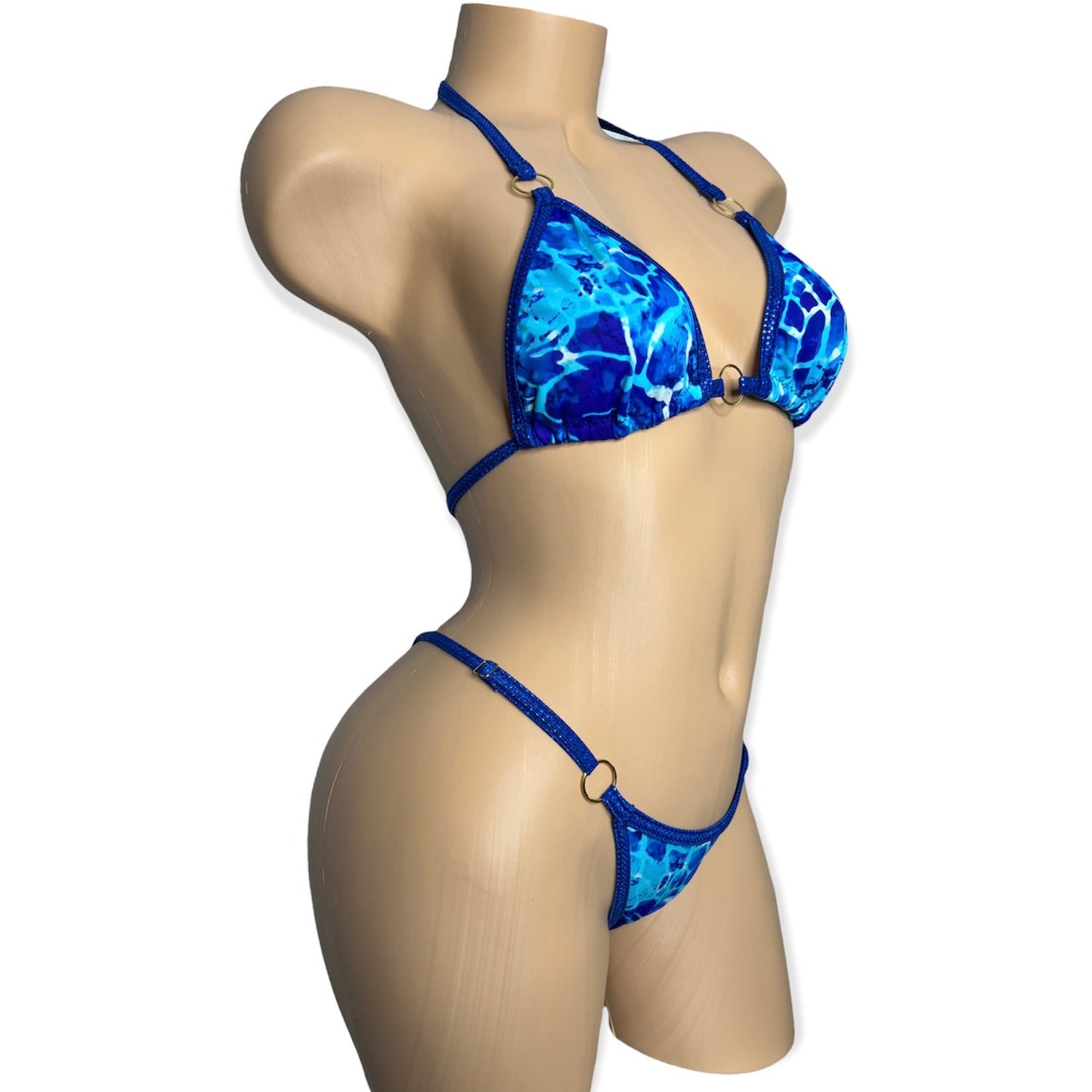 BLUE animal print posing suit - adjustable sides