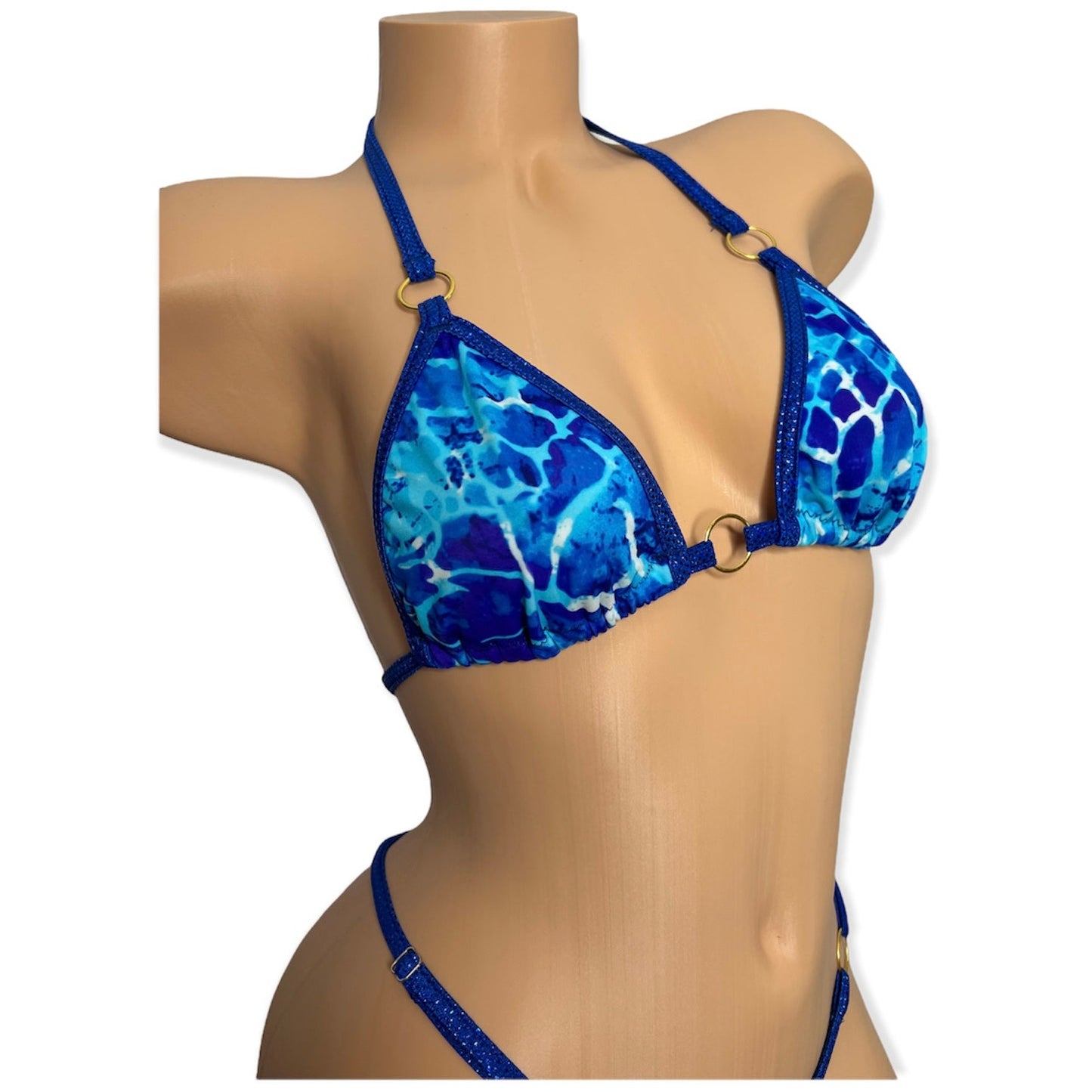 BLUE animal print posing suit - adjustable sides