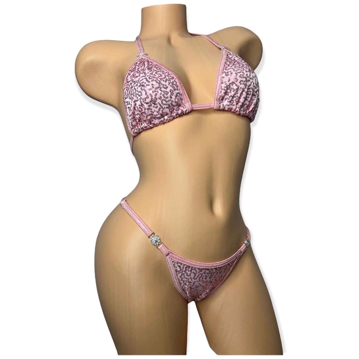Sequin spandex posing suit with adjustable sides