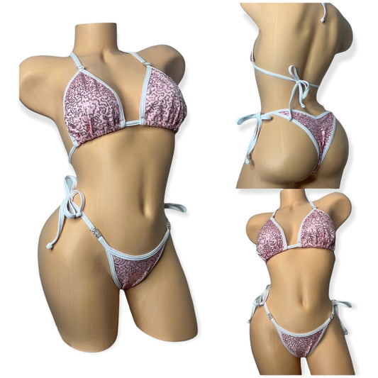Sequin spandex posing suit tie sides