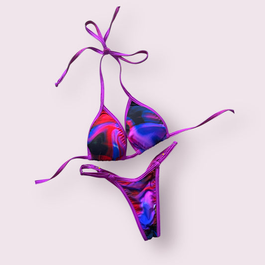 QS - PURPLE MARBLE ABSTRACT posing suit