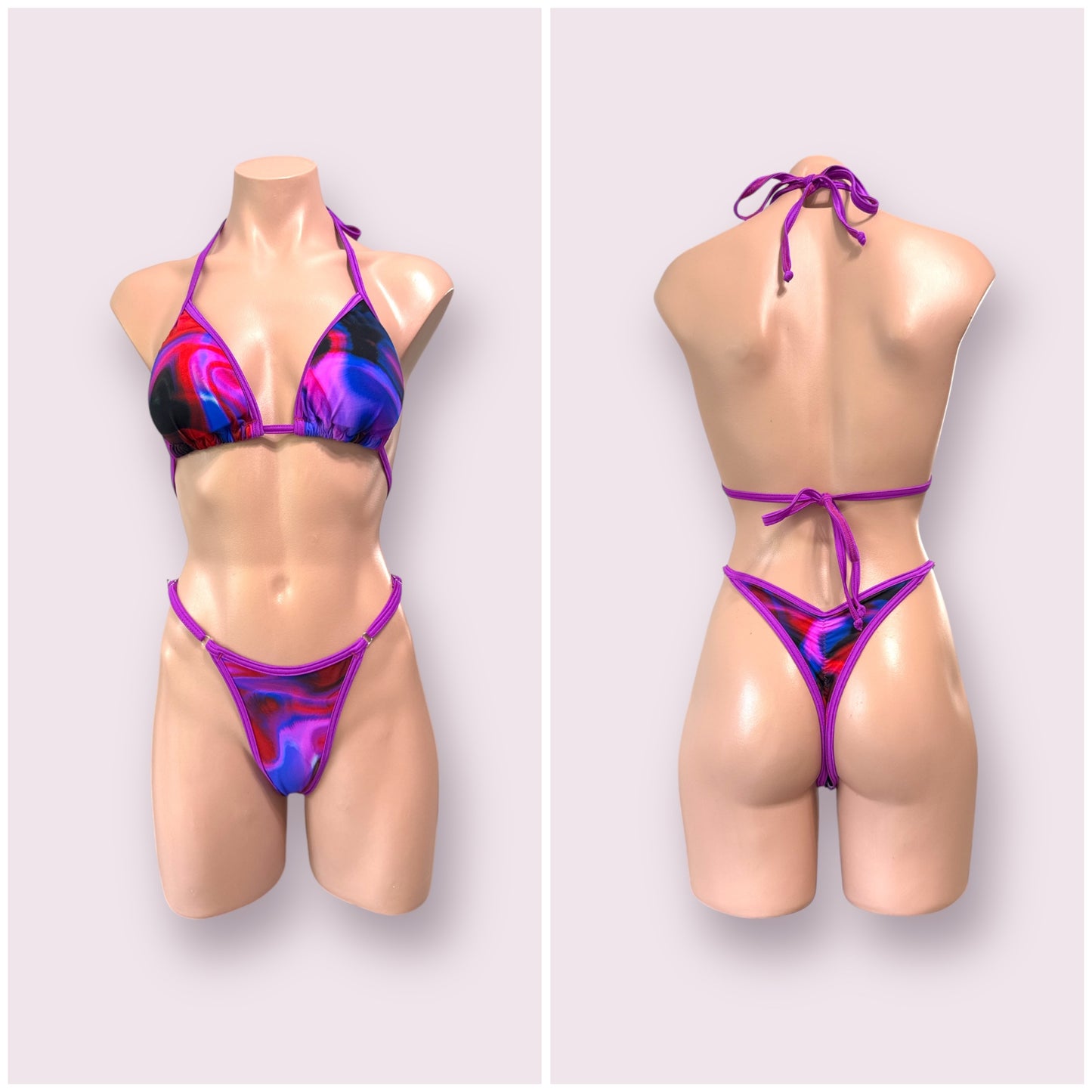 QS - PURPLE MARBLE ABSTRACT posing suit