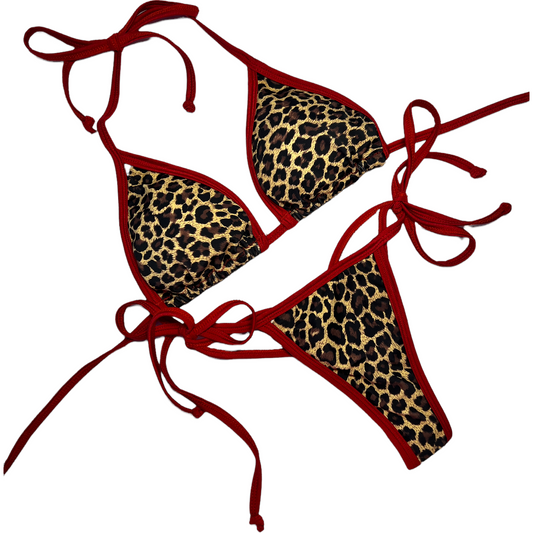 Sexy Red Cheetah posing bikini no bling
