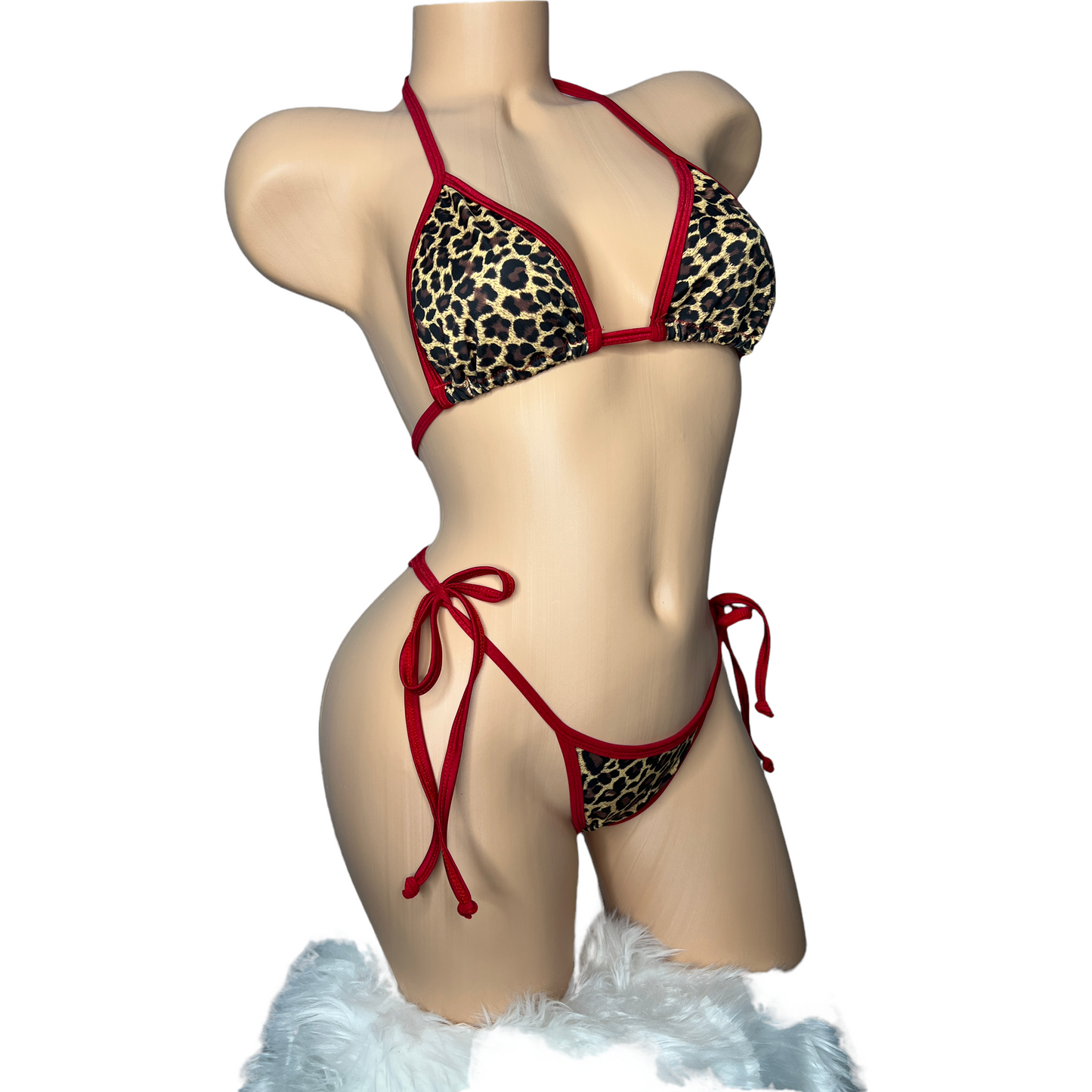 Sexy Red Cheetah posing bikini no bling