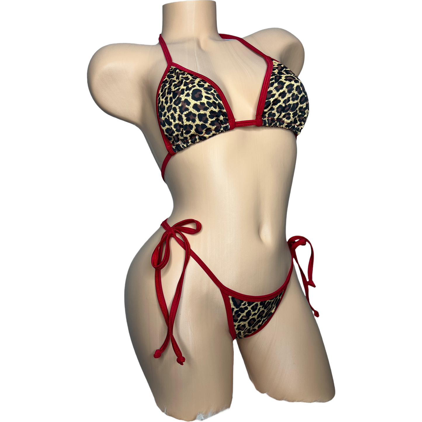 Red Cheetah posing bikini with bling